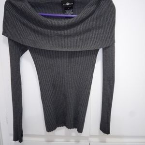Off the shoulder grey knit top